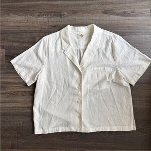 Marine Layer White Hemp Linen Button-Up Shirt perfect for Spring